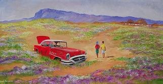 Louis Pretorius; 1955 Buck Super, 2012, Original Painting Oil, 1.2 x 0.6 m. Artwork description: 241  old car red, countryside, buick ...