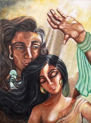 Sangeetha Bansal; Soulmates, 2018, Original Painting Oil, 12 x 16 inches. Artwork description: 241 Oil paintaing of soulmates. He shields his sleeping bride from the sun s rays as she dreams of future bliss. This art shows how tender, mundane acts of love can enrich ones life. A very simple but deeply touching gesture. Its these little things that keep a ...