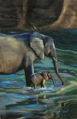 Sarah Wall; Together Forever, 2021, Original Painting Oil, 16 x 24 inches. Artwork description: 241 The forever love between elephants mother and child. ...