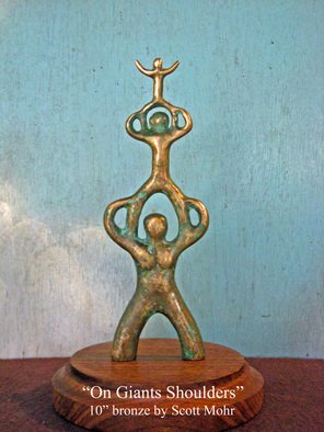Scott Mohr; On Giants Shoulders, 1976, Original Sculpture Bronze, 6 x 10 inches. Artwork description: 241  The first bronze I ever cast. The title comes from an Isaac Newton quote: 