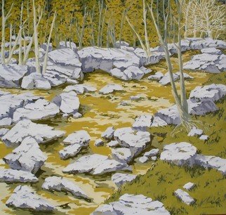 S. Josephine Weaver; River Rocks, 2005, Original Painting Oil, 38 x 36 inches. Artwork description: 241   rocks. muddy, water, tree     ...