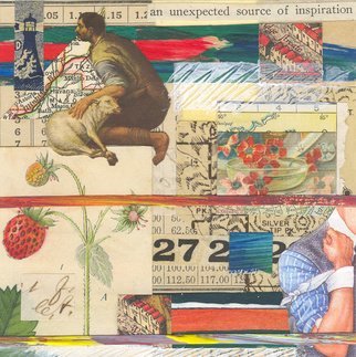Robert H. Stockton, 'Saving Your Own Life', 2007, original Mixed Media, 9 x 9  x 1 inches. Artwork description: 1911  This small mixed media piece incorporates a wide variety of found materials including old maps, hand colored engravings, matchbox labels and artwork from prayer cards, as well as acrylic paint.  The art work is 4 x 4 and it is matted with white museum board, and framed, ...
