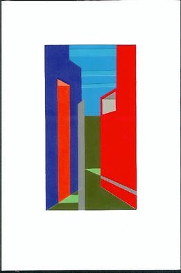 Robert H. Stockton, 'Searching For Giorgio', 2002, original Printmaking Other, 5 x 3  inches. Artwork description: 2703 The artwork is a laser color copy of a collage original, created with Color Aid paper.  It is housed in a white, 9