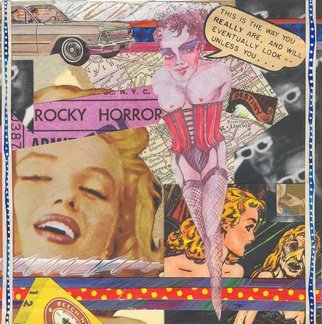 Robert H. Stockton, 'At The Late Night Double ...', 2007, original Mixed Media, 9 x 9  x 1 inches. Artwork description: 1911  This small mixed media piece is composed of a wide variety of pop- culture imagery drawn from movies, music, and comic books.  The art work is 4 x 4 and it is matted in white museum board, and is framed, in black metal, under glass, to a ...