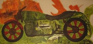 Wayne Lepage; Landscape Motorcycle, 2011, Original Mixed Media, 36.5 x 17 inches. Artwork description: 241      Collaged acrylic painted canvas     ...