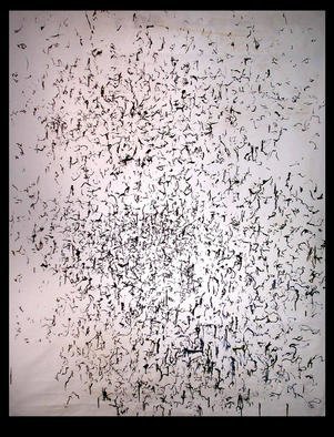 Richard Lazzara, 'WATERFALLING MINDSCAPE NETWORK', 1972, original Painting Oil, 54 x 62  inches. Artwork description: 25275 WATERFALLING MINDSCAPE NETWORK 1972  is a sumie calligraphy oil painting from the TALKING CALLIGRAPHY COLLECTION  as archived at 