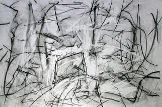 Richard Lazzara, 'Floating Planes Of Realit...', 1972, original Drawing Charcoal, 36 x 24  x 1 inches. Artwork description: 41115 floating planes of reality meeting 1972 from the folio  DRAWING ON NY STUDIO SCHOOL TRAINING by Richard Lazzara  is available at 