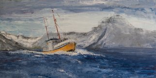 Andrei Sido; Fishing Boat, 2015, Original Painting Oil, 57 x 115 cm. Artwork description: 241  fishing boat, landscape, sea, mountains, Norway, fishing     ...
