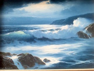 Sheri Daniels-Wood;       Crystal  Moon, 1983, Original Painting Oil, 16 x 12 inches. Artwork description: 241    This is a painting is a moonlight of the pacific ocean  by Earl I Daniels   ...