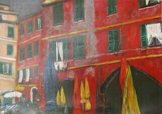 Dan Shiloh; Cinque Terra Italy, 2023, Original Painting Acrylic, 100 x 70 cm. Artwork description: 241 An old building in of the towns of Cinque Terra Italy...