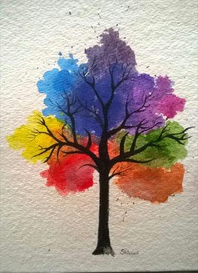 Shivani  Akant; Rainbow Tree, 2018, Original Painting Other, 9 x 10 inches. Artwork description: 241 Rainbow tree, rainbow, colorful...