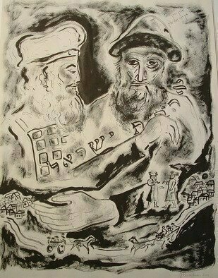 Shoshannah Brombacher, 'Aharon HaKohen And The Tz...', 2001, original Drawing Other, 18 x 24  x 1 cm. Artwork description: 2448  The sixth drawing shows Aharaon adn the Tzemach Tzedek, one of the Lubavitcher Rebbes, who loved peace, hated strife and were involved in education and helping prisoners. Ask for more information. For ALL DETAILS ( including price, availability etc. etc. CONTACT SHOSHBM@ AOL. COM! DON' T first send ...