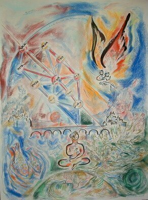Shoshannah Brombacher, 'Bach And The Sefirot', 2006, original Pastel, 18 x 24  x 1 cm. Artwork description: 2103  This is a mystical rendering of the music of Bach and the Sefirot, the kabbalistic tree. This drawing is not available anymore, but ask me about similar works and other composers. I take commissions of your favorite music or composer connected to different themes. For ALL DETAILS ( ...