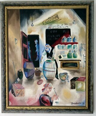 Shoshannah Brombacher, 'The Simple Son', 1997, original Painting Oil, 18 x 24  x 1 cm. Artwork description: 1758 I created a lot of art for Pesach, wrote a complete Haggadah, series of the 15 Steps, Chad kadya, Echad mee yodea, in black and white or in color, painted the seder, and more. This painting belongs to a series of four, depicting the four sons in ...