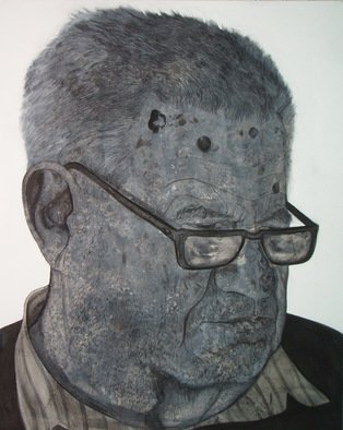 Srdjan Simic; Old Man With Glases, 2008, Original Drawing Charcoal, 130 x 160 cm. Artwork description: 241   drawings whith charcoal on canvas blind ram  ...
