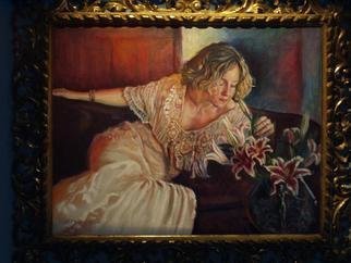 Morris Docktor; Bride In Antique Wedding Gown, 2013, Original Painting Oil, 24 x 18 inches. Artwork description: 241   OIl portrait of bride in a romantically sensual style !    ...