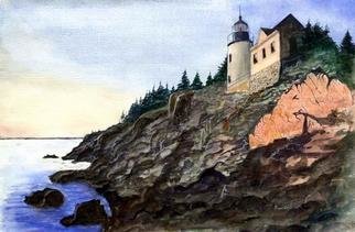 Marc De Groote; Evening Sun, 2003, Original Watercolor, 20 x 14 inches. Artwork description: 241 Bass Bay Lighthouse...