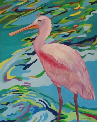 Sharon Nelsonbianco; Curious Birds MIRANDA, 2014, Original Painting Acrylic, 16 x 20 inches. Artwork description: 241 contemporary art, acrylic painting, waterscape, birds, , nature, water, tranquility, peace, wildlife, series format, Sharon Nelson- Bianco, southern artist, , colorful, colorist, Florida, water birds, expressionist, Florida artist, Florida, wildlife, water fowl, vivid, expressionism, wading  birds              ...