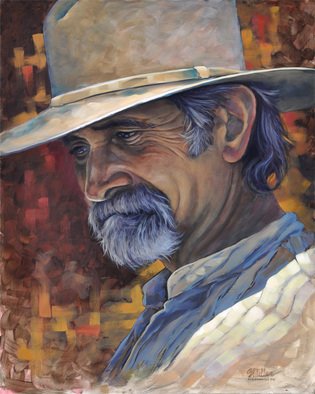 Steve Miller; Regret, 2011, Original Painting Oil, 16 x 20 inches. Artwork description: 241     Western Fort Worth Stockyards cowboy hat beard  ...