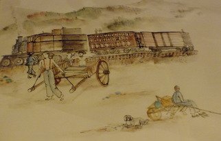 Debbi Chan, 'East to West  album', 2012, original Artistic Book, 14 x 10  inches. Artwork description: 52203    This watercolor / ink is done on rice paper in  a folding album. When  unfolded it will be about 30 feet  long of a continuous picture per side. ,   ...