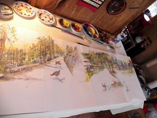 Debbi Chan, 'Idaho in august album', 2012, original Artistic Book, 14 x 20  inches. Artwork description: 60915   a watercolor/ ink painting on rice paper done as a continuous painting in a folding album.          ...