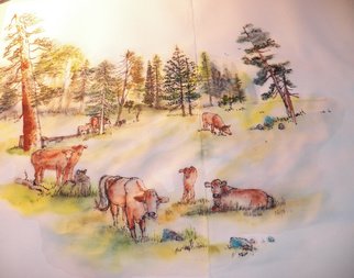 Debbi Chan, 'Idaho in august album twenty', 2012, original Artistic Book, 14 x 20  inches. Artwork description: 60915     a watercolor/ ink done on rice paper as a continuous painting in this folding album.  the Idaho i know and love is the subject matter for this album.       ...