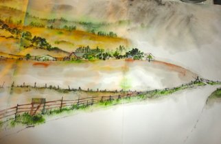 Debbi Chan, 'Idaho in august album twe...', 2012, original Artistic Book, 14 x 20  inches. Artwork description: 60915        a watercolor/ ink done on rice paper as a continuous painting in this folding album.  the Idaho i know and love is the subject matter for this album.          ...
