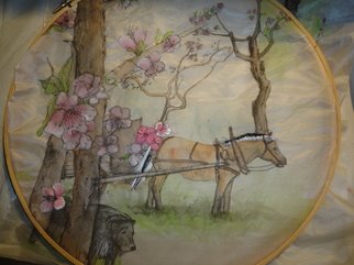 Debbi Chan, 'Idaho landsacape', 2012, original Fiber, 14 x 23  inches. Artwork description: 60915   a watercolor/ ink on silk and now i am partially embroidering it using a school of art famous during the Sung dynasty in China. . . 