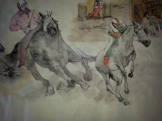 Debbi Chan, 'Italian il Palio horse ra...', 2014, original Artistic Book, 15 x 22  x 1 inches. Artwork description: 27255  these  album leaves are part of a larger 70 plus ft. continuous story painting in a folding album.                                                                                                                                                                                            ...
