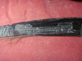 Debbi Chan, 'chinese transportation', 2009, original Other, 2 x 12  inches. Artwork description: 112395  scrimshaw on whale balleen ...