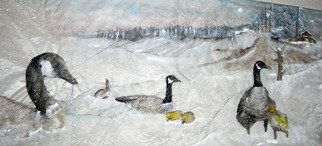 Debbi Chan, 'geese for jackie', 2010, original Watercolor, 32.5 x 13.5  inches. Artwork description: 93783  majestic geese in a majestic landscape. . and there is willow. ...