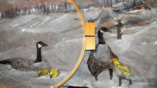 Debbi Chan, 'geese for jackie  embroidered', 2010, original Fiber, 32.5 x 13.5  inches. Artwork description: 92991   the embroidery on this beautiful watercolor is coming to a finish.  at that poinr i will price it for my portfolio.   ...