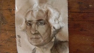 Debbi Chan, 'george washington', 2011, original Watercolor, 2 x 2  inches. Artwork description: 84675   a watercolor miniature of our first president. it is painted on silk. ...