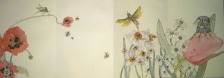 Debbi Chan, 'insects that crawl and fl...', 2014, original Artistic Book, 6 x 8  x 1 inches. Artwork description: 27651      These album leaves are part of a larger continuous story painting done in a folding album.                                                                                                                                                                                   ...