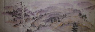 Debbi Chan, 'landscape shrouded in purple', 2012, original Watercolor, 21 x 14  inches. Artwork description: 51411   A watercolor/ ink on  rice paper.     ...