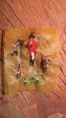 Debbi Chan, 'red hunt', 2010, original Fiber, 1.5 x 2  inches. Artwork description: 94575  this is my first embroidered painting as a mini.                             ...