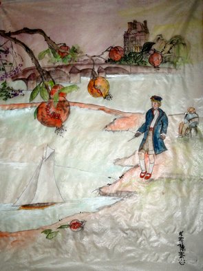 Debbi Chan, 'sailboat play', 2010, original Watercolor, 15 x 21  inches. Artwork description: 102495  i painted this on silk using a more korean or japanese painting technique. . the use of goauche or a more opaque color is used with little or no shading  or blending. i like it. i also think this piece might get embroidered. . . . will keep everyone posted. . .            ...