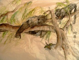 Debbi Chan, 'simian and beetle', 2010, original Watercolor, 16 x 32  inches. Artwork description: 94971   it is time for an update and i wanted to try my new camera.  still working on it. .                   ...