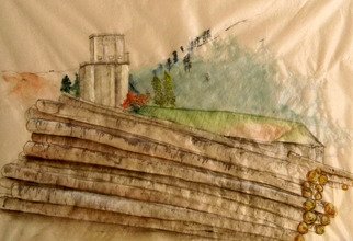 Debbi Chan, 'the mill at julietta', 2011, original Watercolor, 14 x 18  inches. Artwork description: 84675   i found some time finally and i am on a roll. this is a watercolor i painted on silk. it is a small interesting painting and certainly shows a bit of Idaho. ...