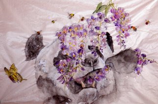 Debbi Chan, 'tired of bamboo try wisteria', 2012, original Watercolor, 12 x 19  inches. Artwork description: 60915    watercolor/ ink on silk.    ...