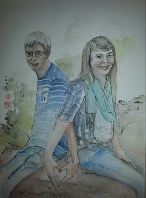 Debbi Chan, 'young love like Spring', 2014, original Watercolor, 15 x 22  x 1 inches. Artwork description: 25275   watercolor/ ink on watercolor paper.                                                                                                                                                                                                                                                                               ...