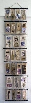 Mary-Ellen Campbell; Tracks Along The Arkansas, 2007, Original Artistic Book, 2 x 7 feet. Artwork description: 241  An open hanging book incorporating found objects, digital photos and poetry. ...