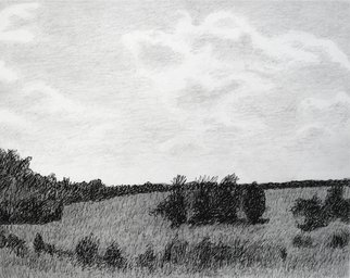 Keith Thrash; Hillside In Summer, 1988, Original Drawing Other, 15 x 12 inches. Artwork description: 241  Pencil and ink. ...