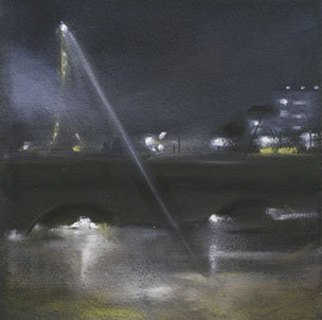 Susan Ross Donohue; Night Light, 2007, Original Pastel Oil, 8 x 8 inches. Artwork description: 241  The light from the Eiffel on the Seine.   ...