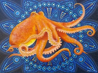 Stephen Bibb; Octopus Mandala, 2019, Original Painting Acrylic, 610 x 455 mm. Artwork description: 241 The enigma of the octopus, intertwined in the enigma of the mandala. Who can understand either of them ...