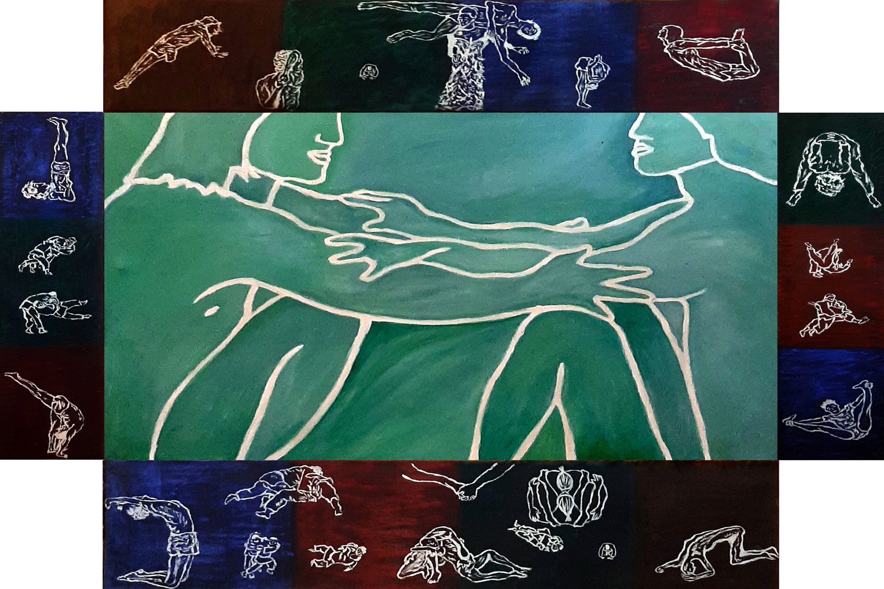 Stephen Mead, 'StruggleCenterPanel', 1992, original Painting Acrylic, 24 x 38  inches. Artwork description: 2307  A Chalkboard Drawing done in acrylics, part of the DVD 