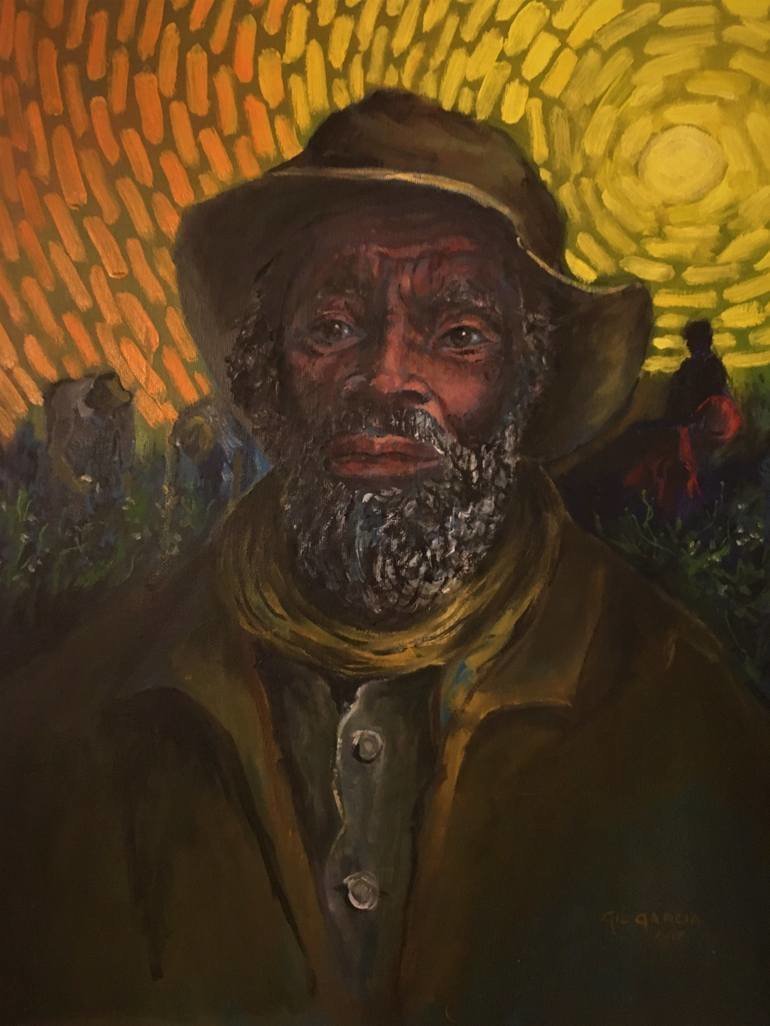 Gil Garcia; Old Field Slave, 2019, Original Painting Oil, 16 x 20 inches. Artwork description: 241 I ran across a tintype black and white print of a slave, most likely taken in the mid- nineteenth century.  I felt that if I painted him he would live on forever. ...