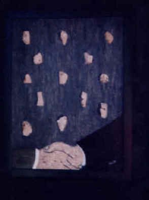 Anneliese Fritts; Thank You The Wall Came Down, 2004, Original Mixed Media, 24 x 33 inches. Artwork description: 241   The historic handshake between President Ronald Reagan and President Mikhail Gorbachev.  Original Berlin Wall inlay with Acrylic Background on Birchwood PanelThis artwork is part of the 