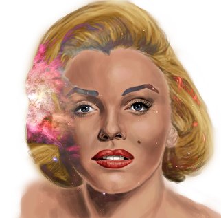 Thelma Tunyi; Marilyn, 2016, Original Digital Painting, 16 x 20 inches. Artwork description: 241  Digital painting inspired by actress Marilyn Monroegalaxy, actress, nebula, woman, hollywood, space, female, person, people, figure, beauty, beautiful, portrait, digital, painting, film star, star, stars, movies, movie,  ...