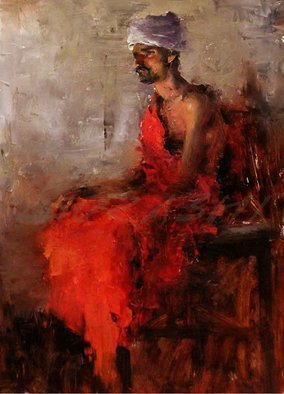 Surabhi Gulwelkar; Man In Red, 2018, Original Painting Oil, 22 x 29 inches. Artwork description: 241 Portrait, Creative Portrait, Bold brush stroke, Bold work, Impressionism, Fine art ...